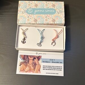 Gemma Simone 2-in-1 Necklace + Bracelet Set - Gold, Blue, Pink